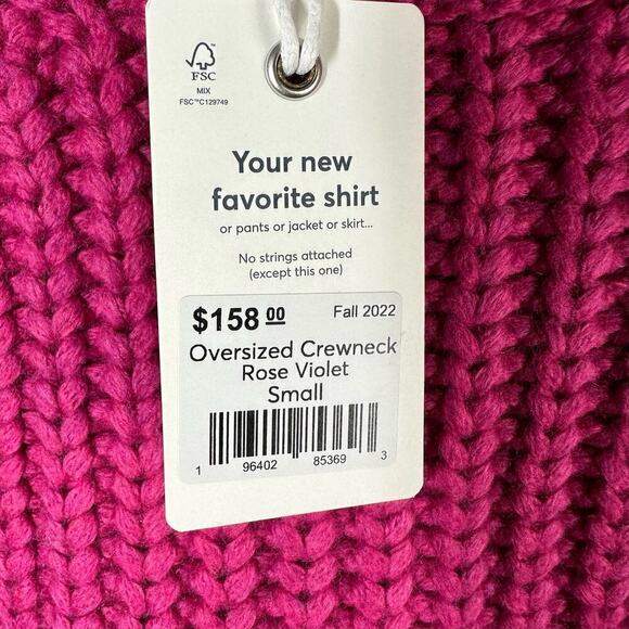 Marine Layer Ribbed Oversized Crewneck Sweater Size Small Rose Violet - Picture 5 of 12